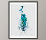 Feather and Birds Watercolor illustrations Art Print Wedding Gift Wall Art Poster Giclee Wall Decor Art Home Decor Wall Hanging [NO 35] - CocoMilla