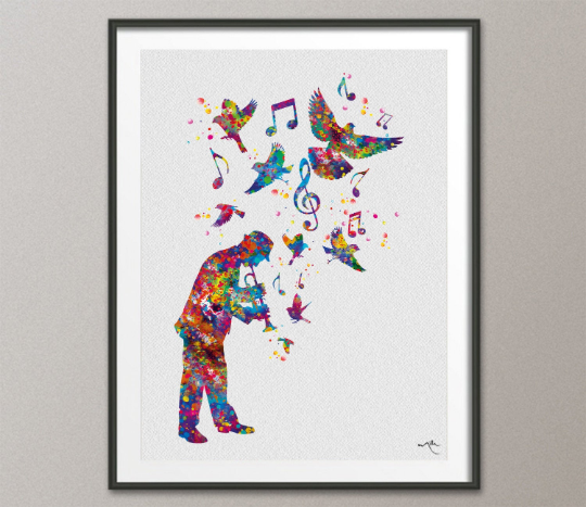 Trumpet Player Man Watercolor Print Trumpeters Music Wall Art Party Poster Jazz Music Room Studio Decor Wall Hanging Jazz Club Poster-38 - CocoMilla