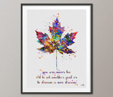 Maple Tree Leaf Watercolor Print Inspirational Quote Art Geekery Nerdy Giclee Wall Decor Art Home Decor Wall Hanging No [180] - CocoMilla