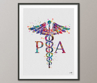 Caduceus Physician Assistant Watercolor Print Wall Art PA Art Physician Assistant Gift Medical Art Science Art Gift Office Decor-535 - CocoMilla