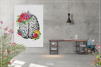 Brain Anatomy Flowers Cerebrum Floral Watercolor Print Medical Art Science Neurology Doctor Gift Nurse Psychology Clinic Office Decor-1334 - CocoMilla