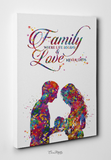 Father and Mother with Baby Quote Watercolor Print Love Wall Art Family Where Life Begins and Love Never Ends Typography Family Sign-1599 - CocoMilla