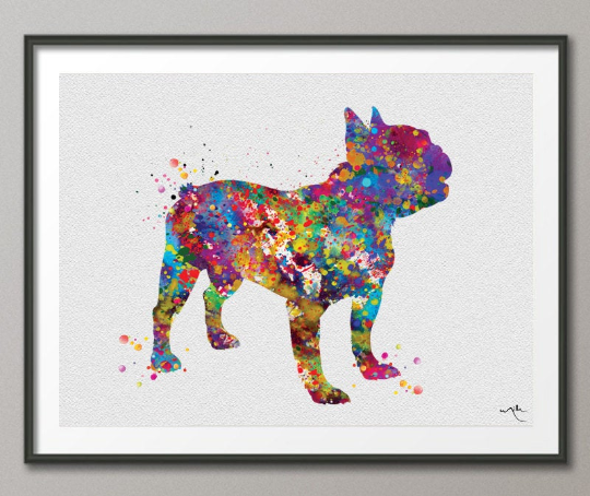 French Bulldog Art Watercolor Print Frenchie art print Bouledogue Francais Art Gift Pet Dog Love Friend Animal Dog Poster Dog Art-1195 - CocoMilla