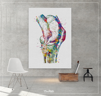 Knee Anatomy Art Watercolor Print Orthopedic Surgeon Gift Physiotherapists Office Decor Medical Art Chiropractic Clinic Poster -1363 - CocoMilla