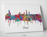 Bruges Skyline Watercolor Print Cityscape Living Room Wedding Gift Poster Bruges Homesick Poster Travel Art Wall Decor Wall Hanging-1623 - CocoMilla