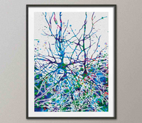 Neural Network Blue Watercolor Print Abstract Medical Art Science Neurology Brain Psychiatry Therapy Canvas Poster Neuron Synapses-1250 - CocoMilla