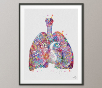 Lungs and Heart Anatomy Watercolor Print Cardiology Decor Medical Art Print Science Art Poster Medicine Doctor Clinic Decor Wall Hanging-983 - CocoMilla