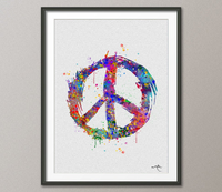 Peace Sign Symbol Poster Watercolor Print Wedding Gift Print Children's Wall Art Wall Decor Art Home Decor Wall Hanging No 349 - CocoMilla