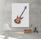 Electric Guitar Watercolor Print Music Telecaster Instrument Wall Art Poster Music Art Wall Decor Art Dorm Rocker Teen Room Wall Hanging-327 - CocoMilla