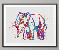 Elephant with Baby Art Print Watercolor Painting Wedding Gift idea Wall Art Nursery Wall Decor Art Family Love Home Decor Wall Hanging-1431 - CocoMilla