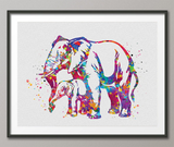 Elephant with Baby Art Print Watercolor Painting Wedding Gift idea Wall Art Nursery Wall Decor Art Family Love Home Decor Wall Hanging-1431 - CocoMilla