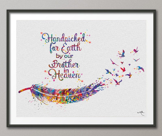 Feather and Birds Watercolor Print Quote Baby Gift Wall Art Poster Nursery Decor Bird Art Newborn Gift Baby Shower Gift Wall Hanging-985 - CocoMilla