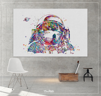 Astronaut Rocket Nursery Print Watercolor Print Spaceman Boy Gift Wall Art Kids Room Decor Cosmonaut Wall Decor Nursery Decor Bedroom -1405 - CocoMilla