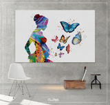 Pregnant Mom and Butterflies Watercolor Print Pregnancy Gift Butterfly Obstetrician Nursing Baby Shower New Mum Art Clinic Midwife Gift-1330 - CocoMilla