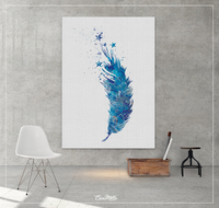 Feather and Stars Watercolor Print Boho Art Office Decor Gift Wall Art Poster Minimalist Wall Decor Art Home Decor Wall Hanging-1465 - CocoMilla