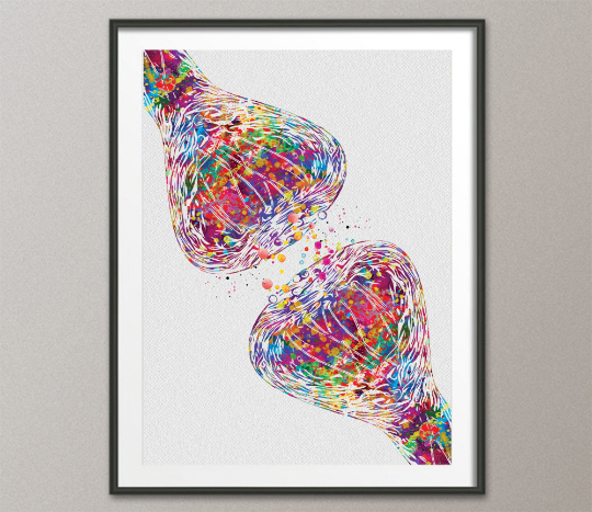 Synapse Receptor Watercolor Print Science Poster Neurology Art Neuroscience Medical Art Brain Graduation Gift Clinic Office Decor Gift-1337 - CocoMilla