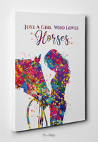 Girl with Horse Quote Watercolor Print Equestrian Wall Art Horse Rider Gift Horse Lover Art Horse Wall Art Horses Poster Housewarming-909 - CocoMilla