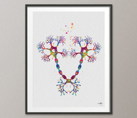 Motor Neuron Love Watercolor Print Science Art Poster Neurology Medical Art Wedding Gift Neuroscience Art Neurologist Couple Gift-1189 - CocoMilla