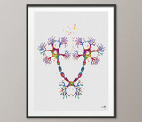 Motor Neuron Love Watercolor Print Science Art Poster Neurology Medical Art Wedding Gift Neuroscience Art Neurologist Couple Gift-1189 - CocoMilla