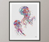 Jellyfishes Watercolor Painting Print Art Print Jellyfish Poster Art Scaleph Art Wall Decor Sea Decor Home Decor Wall Hanging [NO 775] - CocoMilla