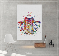 Molar Teeth Cross Section Watercolor Print Tooth Anatomical Art Dental Assistant Clinic Decor Dentistry Office Dentist Gift Doctor Art-1278 - CocoMilla