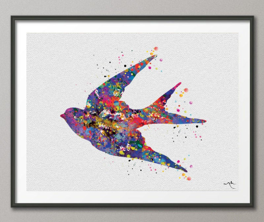 Swallow Watercolor Bird Print illustrations Animal watercolor Wall Art Poster Bird Art Giclee Wall Decor Art Home Decor Wall Hanging [282] - CocoMilla