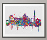 Rome Skyline, Rome City, Rome Watercolor Print, Italy Art Print, Wedding Gift, Travel Wall Decor, Tourism, Rome Poster, Wall Hanging-923 - CocoMilla