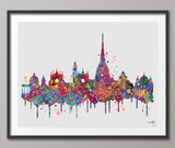 Turin Skyline, Turin Italy, Turin Watercolor Print, Italy Print, Wedding Gift, Travel Decor, Travel Gift, Tourism, Wall Hanging, Art-913 - CocoMilla