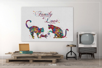 Cat Family Quote Love Never Ends Watercolor Print Cat Lover Wall Art Poster Wall Decor Cat Mom Home Decor Cat Painting Wall Hanging-1608 - CocoMilla
