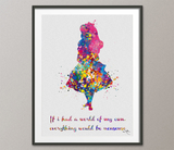 Alice in Wonderland Watercolor Print inspirational if I had a Quote Nursery Wall Art Home Nursery Decor girls Baby Shower Wall Hanging-1247 - CocoMilla
