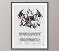 Firemans Prayer Watercolor Print Firefighter Prayer Fire Department Firefighter Canvas Wall Decor Fire Rescue Personalised Hero Gift-1415 - CocoMilla