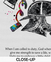 Firemans Prayer Watercolor Print Firefighter Prayer Fire Department Firefighter Canvas Wall Decor Fire Rescue Personalised Hero Gift-1415 - CocoMilla
