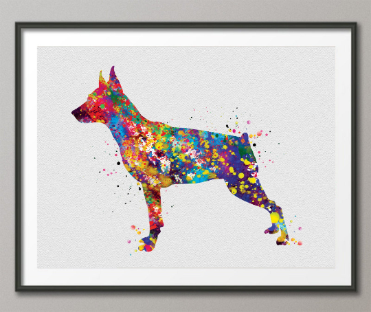 Miniature Pinscher Watercolor Print Canvas Art Doglover Decor Dog Lover Gift Pinscher Wall Decor Pet Portrait Art Wall Hanging Wall Art-141 - CocoMilla