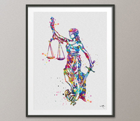 Lady Justice Art Watercolor Print Scales of Justice Lawyer Office Decor Wall Art Judge Law Wall Hanging Lawyer Pass the Bar Gift Art-424 - CocoMilla