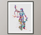 Lady Justice Art Watercolor Print Scales of Justice Lawyer Office Decor Wall Art Judge Law Wall Hanging Lawyer Pass the Bar Gift Art-424 - CocoMilla