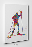 Cross Country Ski Watercolor Print Skiing Girl Poster Skier Gift Winter Sports Art Wall Art Ski Decor For Her Room Decor Nursery Decor-1605 - CocoMilla