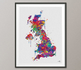 United Kingdom Map, United Kingdom Watercolor, Abstract Map, UK Map, Great Britain Map, England Map, English Home Decor, Wall Hanging-920 - CocoMilla