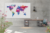 World Map Art Watercolor Art Print Wedding Gift Travel Art Wanderlust Wall Poster Home Wall Decor Art Home Decor Wall Hanging Traveller-857 - CocoMilla