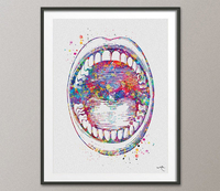 Mouth Anatomy Watercolor Print Medical Art Surgeon Dental Clinic Decor Orthodontist Gift Dental Dentist Dentistry Office Oral Cavity-694 - CocoMilla
