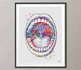 Mouth Anatomy Watercolor Print Medical Art Surgeon Dental Clinic Decor Orthodontist Gift Dental Dentist Dentistry Office Oral Cavity-694 - CocoMilla