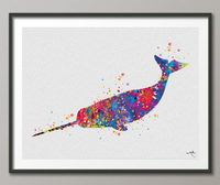 Narwhal Sea Life Watercolor illustrations Art Print wedding gift Wall Art Poster Giclee Wall Decor Art Home Decor Wall Hanging [NO 295] - CocoMilla