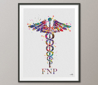 Caduceus Family Nurse Practitioner Watercolor Print Wall Art FNP Nurse Gift Medical Art Doctor Gift Clinic Hospital Art DecorChristmas-1112 - CocoMilla