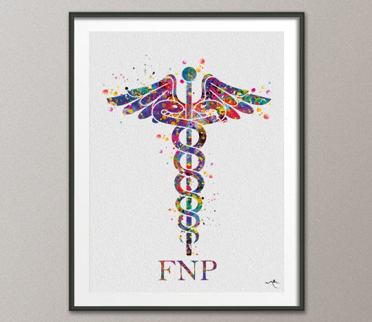 Caduceus Family Nurse Practitioner Watercolor Print Wall Art FNP Nurse Gift Medical Art Doctor Gift Clinic Hospital Art DecorChristmas-1112 - CocoMilla