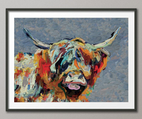 MooDonna, Highland Cow Print, Highland Cow oil painting, Oil Painting Print, Cattle, Abstract print, Farm Animal, Scottish Cow, Cow Art-963 - CocoMilla