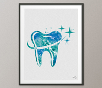 Shiny Tooth Watercolor Print Fresh Tooth Anatomical Art Dental Clinic Decor Dentistry Office Science Graduaiton Dentist Gift Doctor Art-1261 - CocoMilla