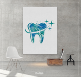 Shiny Tooth Watercolor Print Fresh Tooth Anatomical Art Dental Clinic Decor Dentistry Office Science Graduaiton Dentist Gift Doctor Art-1261 - CocoMilla