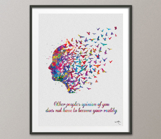 Free Mind Quote 1 Watercolor Print Flying Birds Quote Meditation Art Yoga Print Psychology Clinic Terapy Art Yoga Wall Decor Nirvana-739 - CocoMilla