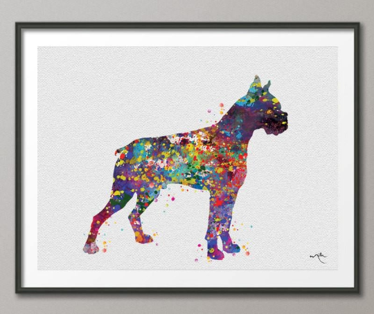 Boxer Dog, Watercolor Print, Doglover gift, Animal Print, Dog Art, Boxer Poster, Dog Poster, Animal Wall Decor, Custom Pet, Wall Hanging-944 - CocoMilla