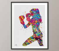 Boxing Girl Watercolor Print Martial Arts Nursery Fight Sports Gift Art Wall Art Wall Decor Female Woman Fighter Gift Sport Wall Hanging-928 - CocoMilla