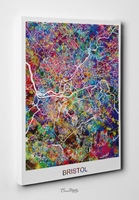 Bristol City Map United Kingdom Watercolor Print Art City Map Art Anniversary Gift Wedding Gift Wall Decor Art Home Decor Wall Hanging-1544 - CocoMilla